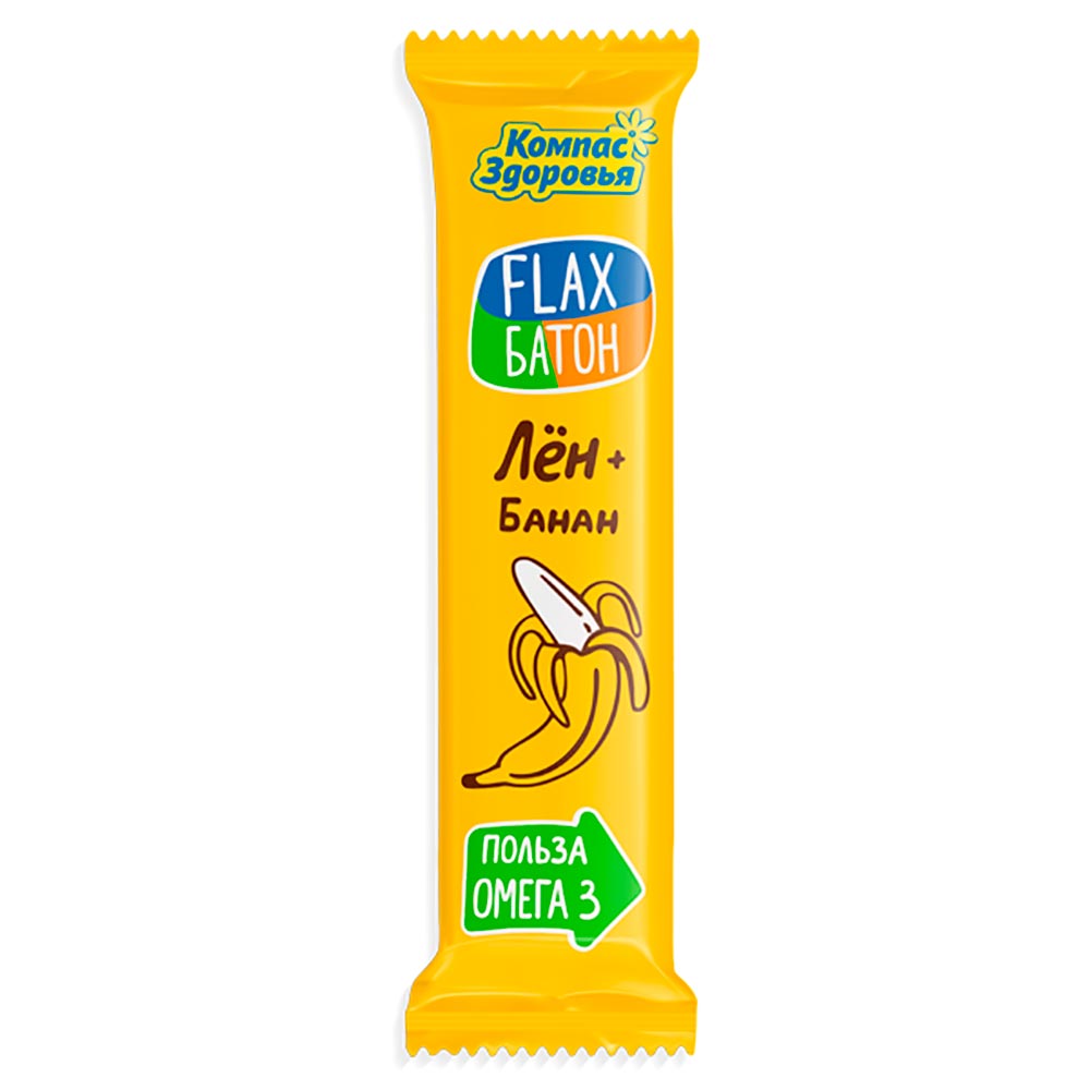 Флакс-батон Банан | 30 г | Компас Здоровья