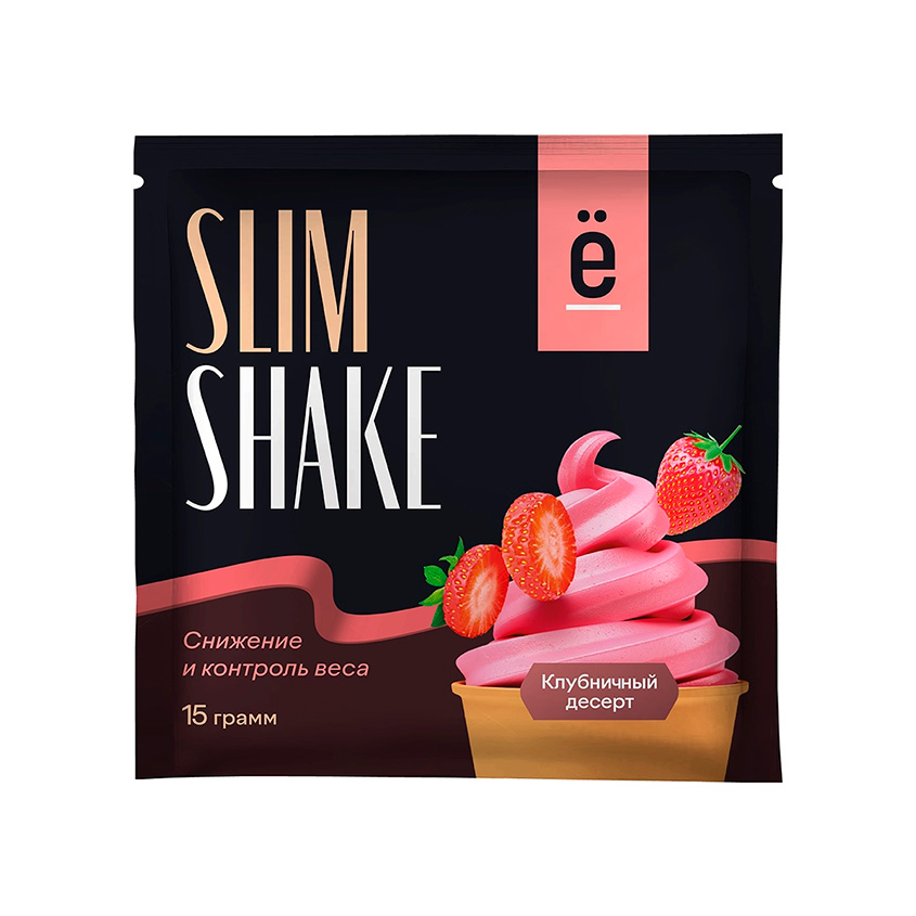 Коктейль для похудения Клубничный десерт Slim Shake | 15 г | Ёбатон