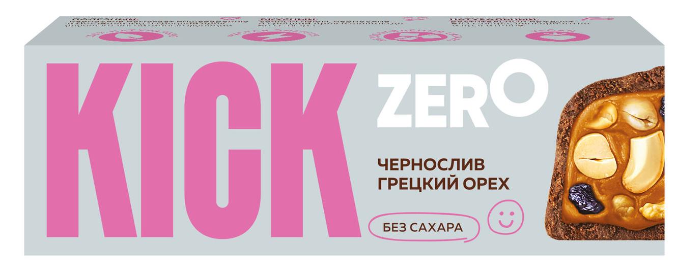 Батончик Арахис, изюм, чернослив и грецкий орех в шоколаде Без сахара Zero | 45 г | KICK