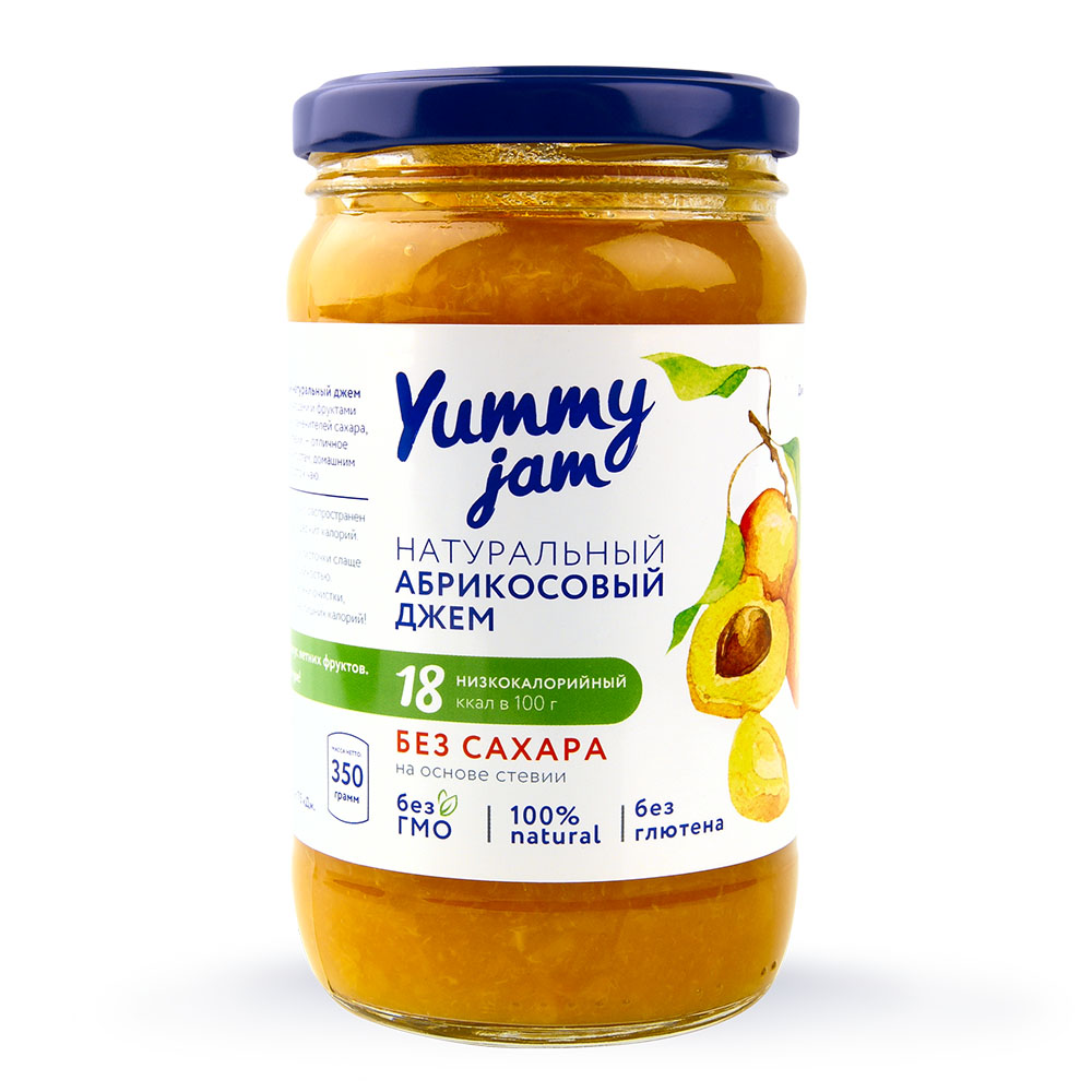 Джем низкокалорийный абрикосовый | 350 г | Yummy Foods