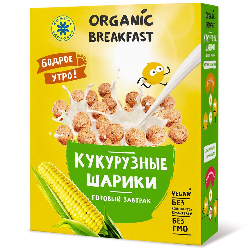 Завтраки сухие Кукурузные шарики | 100 г | Компас Здоровья