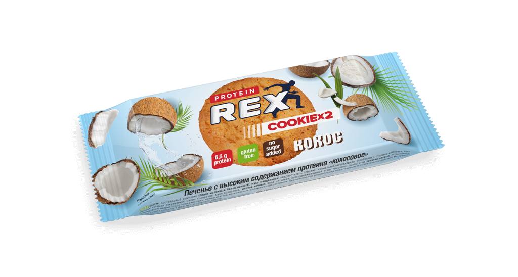 Печенье протеиновое Cookie Кокосовое | 50 г | Protein REX