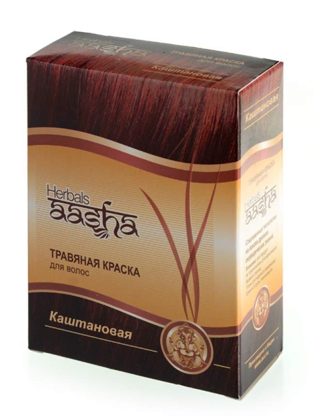 Краска травяная для волос Каштановая | 60 г | Ааша