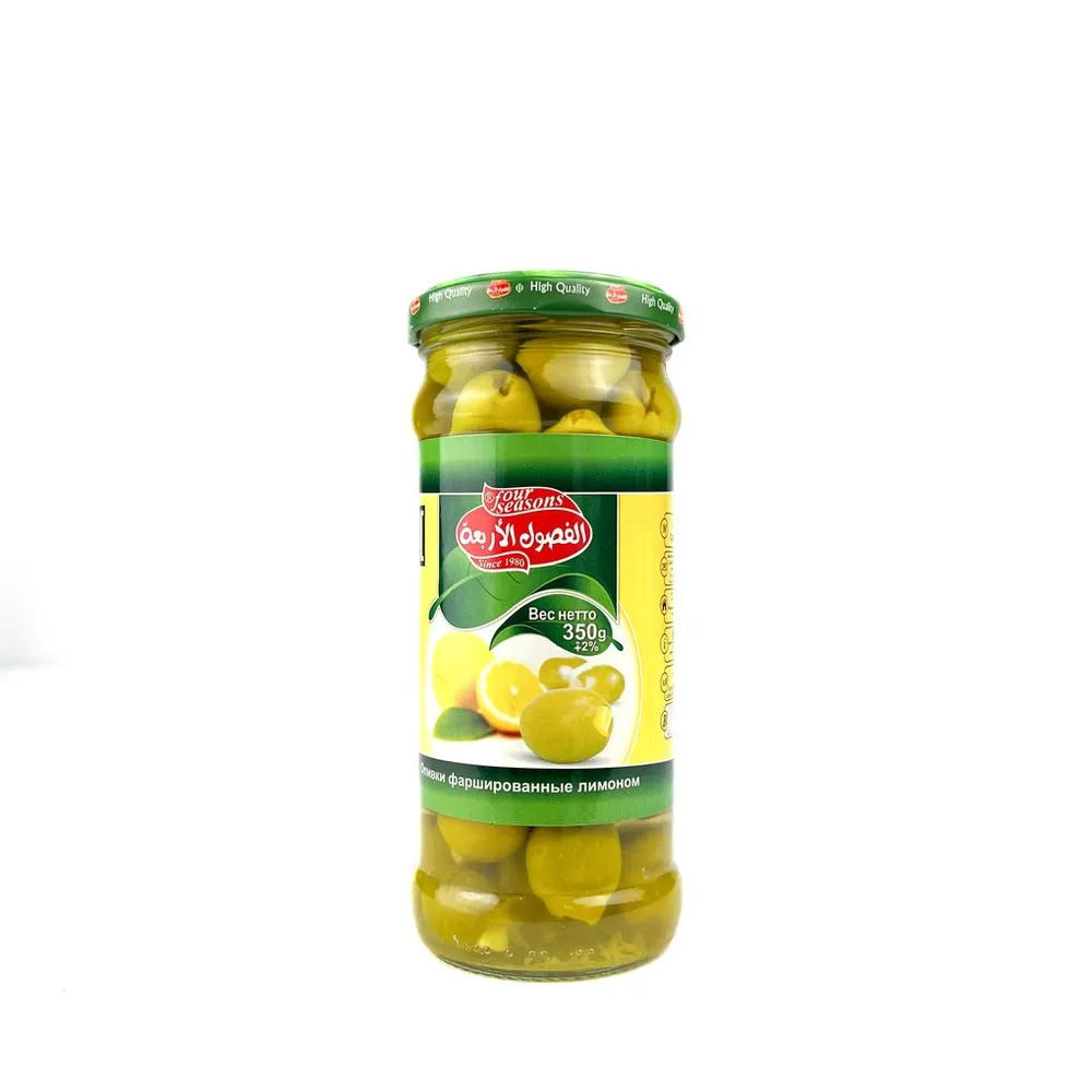 Оливки зеленые фраршированные лимоном | 350 г | 4 сезона