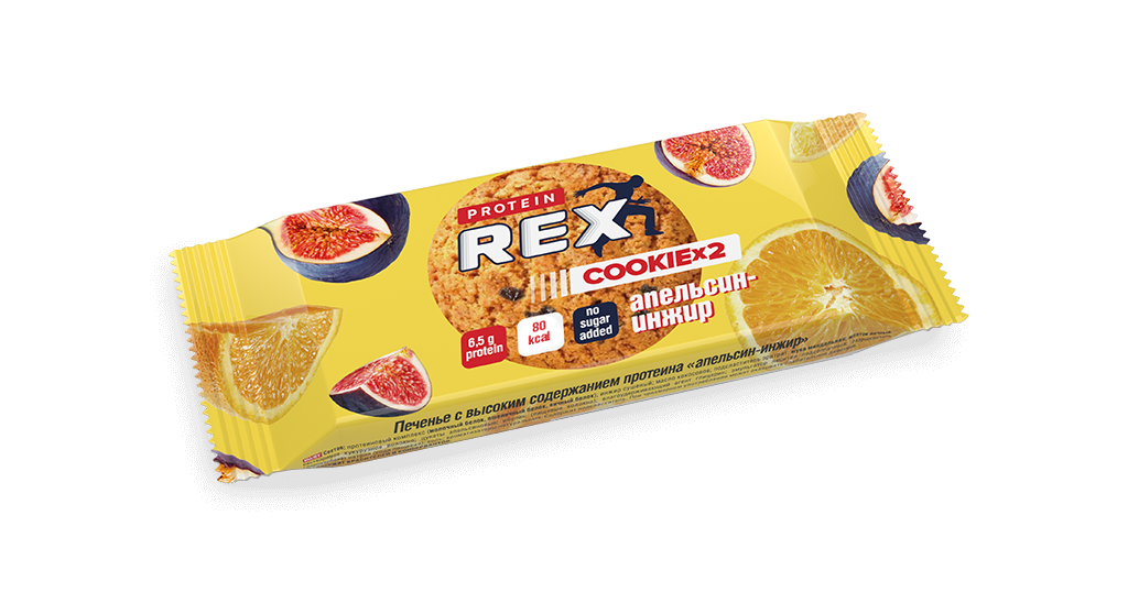Печенье протеиновое Cookie Апельсин Инжир | 50 г | Protein REX