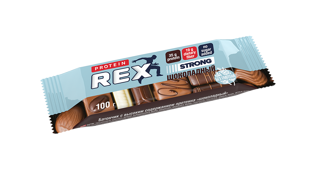 Батончик протеиновый Strong 35% Шоколадный | 100 г | Protein REX 